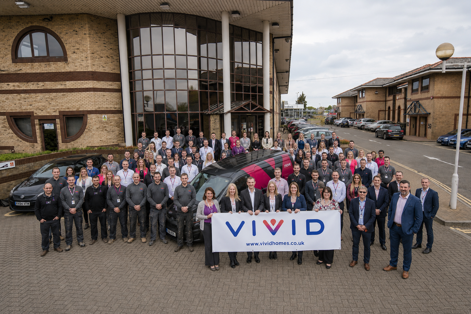 The VIVID Homes team outside their offices